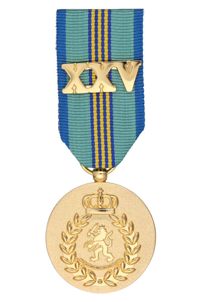 Medaille voor Trouwe en Langdurige Dienst bij de Douane voorzijde onderscheiding uit 2022 met gesp XXV voor 25 jaar trouwe dienst